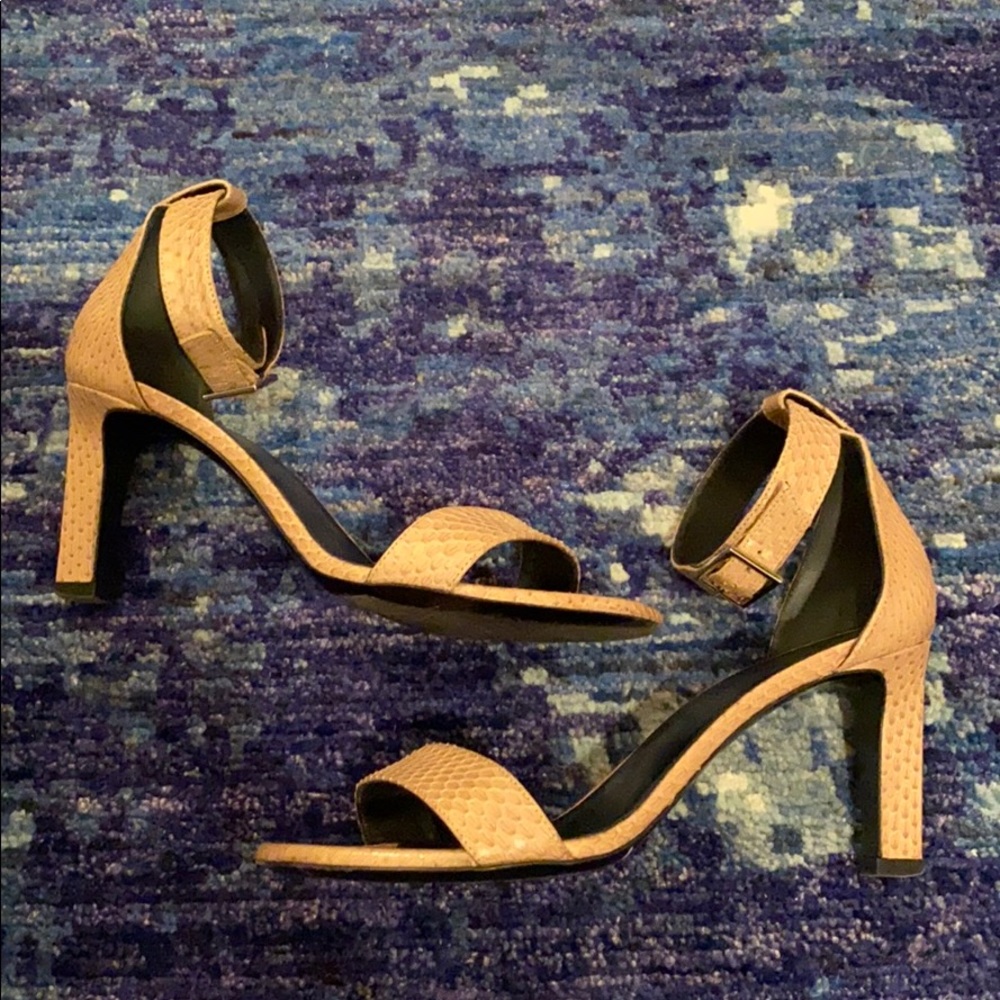 YSL Python Mid-heeled Sandal in Blush